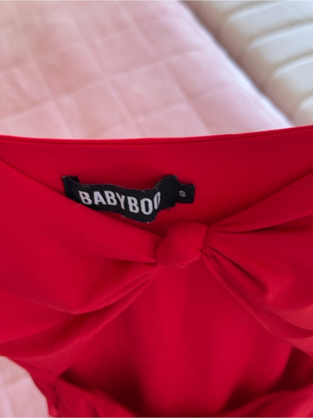 Bright Red Twist-Front Ruched Mini Dress - Picture 4 of 5